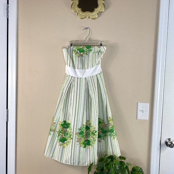 Vintage 90s/Y2k Striped Floral Dress - Picture 2 of 5